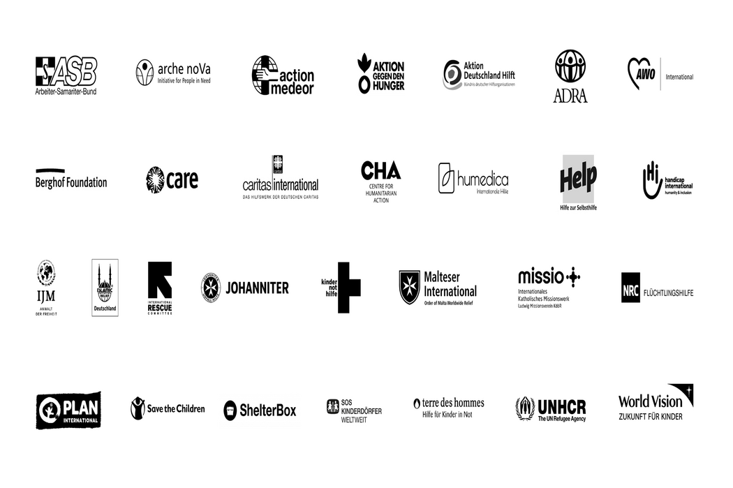 Logos der Teilnehmenden Hilfsorganisationen