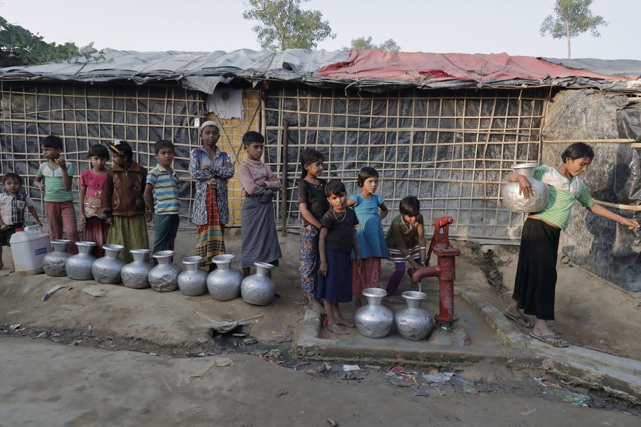Water supply in a refugee camp in Bangladesh