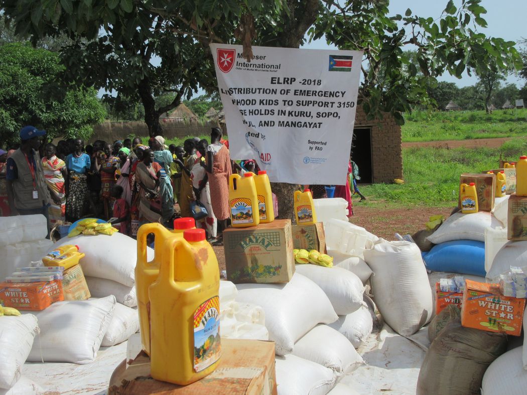 Distribution de produits de première nécessité au Soudan du Sud.